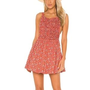 FREE PEOPLE NWT Petunia Backless Floral Mini Dress Size Medium in Poppy Combo